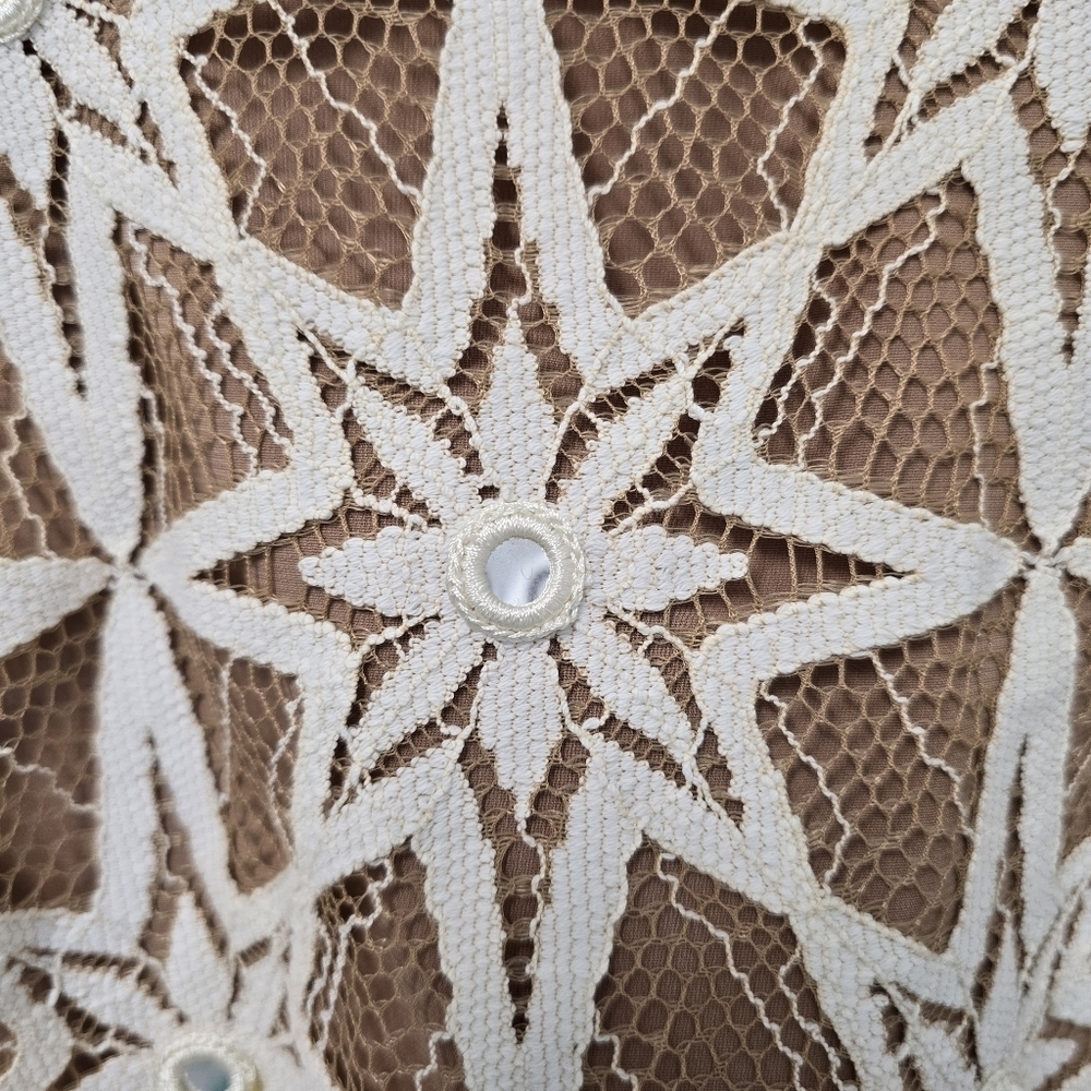 NWT For Love & Lemons Women Mini Star Dress Nude White Lace Size Medium Graduate - Picture 5 of 11
